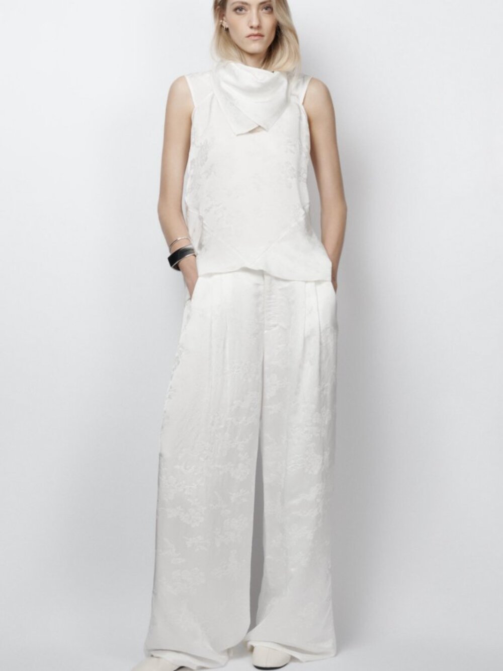 Zara ZW Collection Limited Edition Jacquard Wrap Top Asymmetric Hem (NWT)